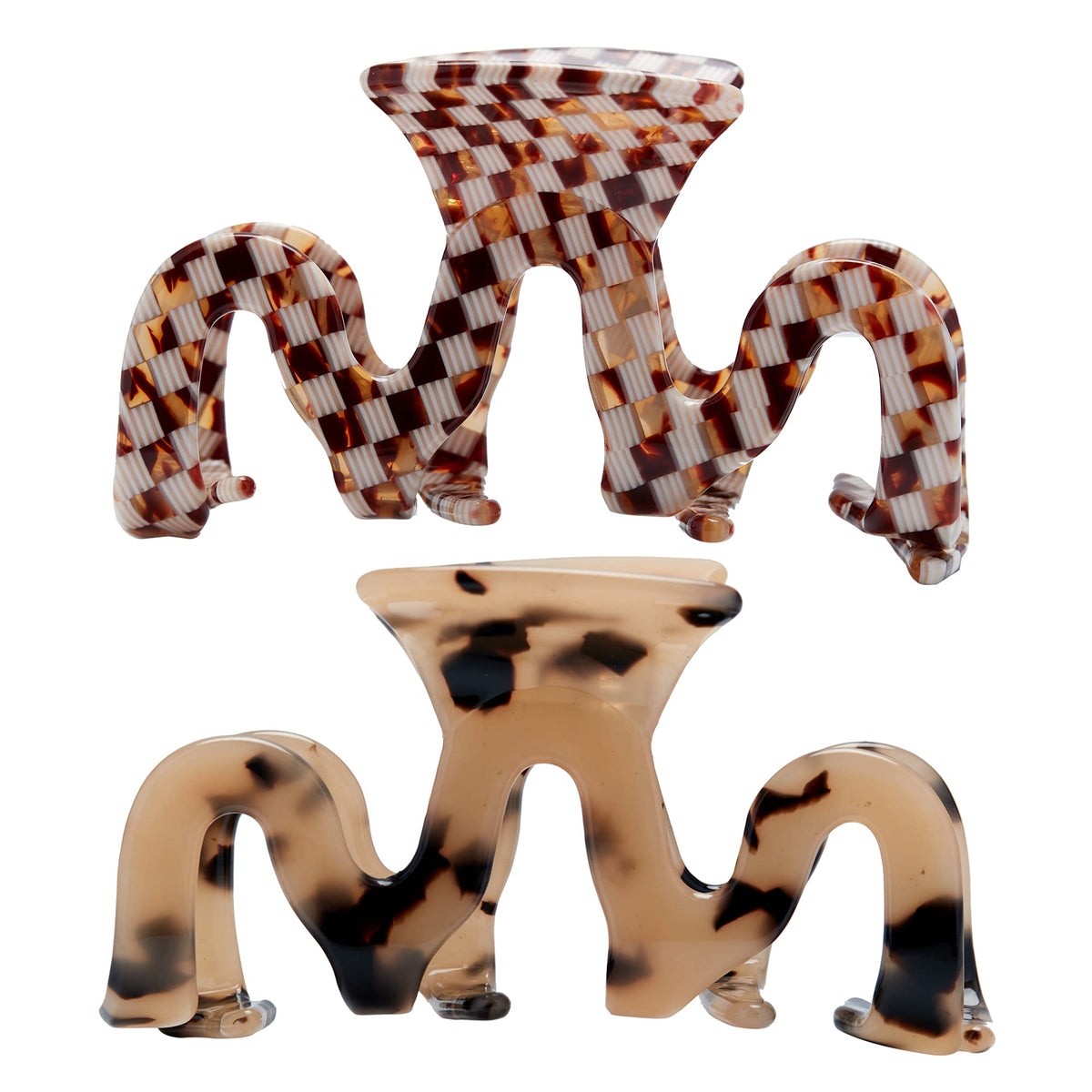 Textention front view tortoise shell clip showing elegant shape and secure hold