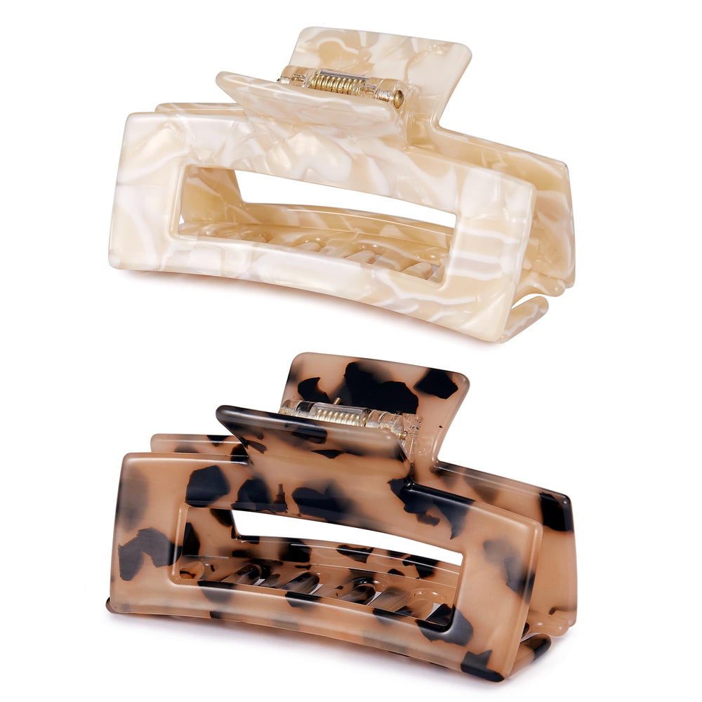 Textention front view of two tortoiseshell clips showing polished finish and fashion appeal