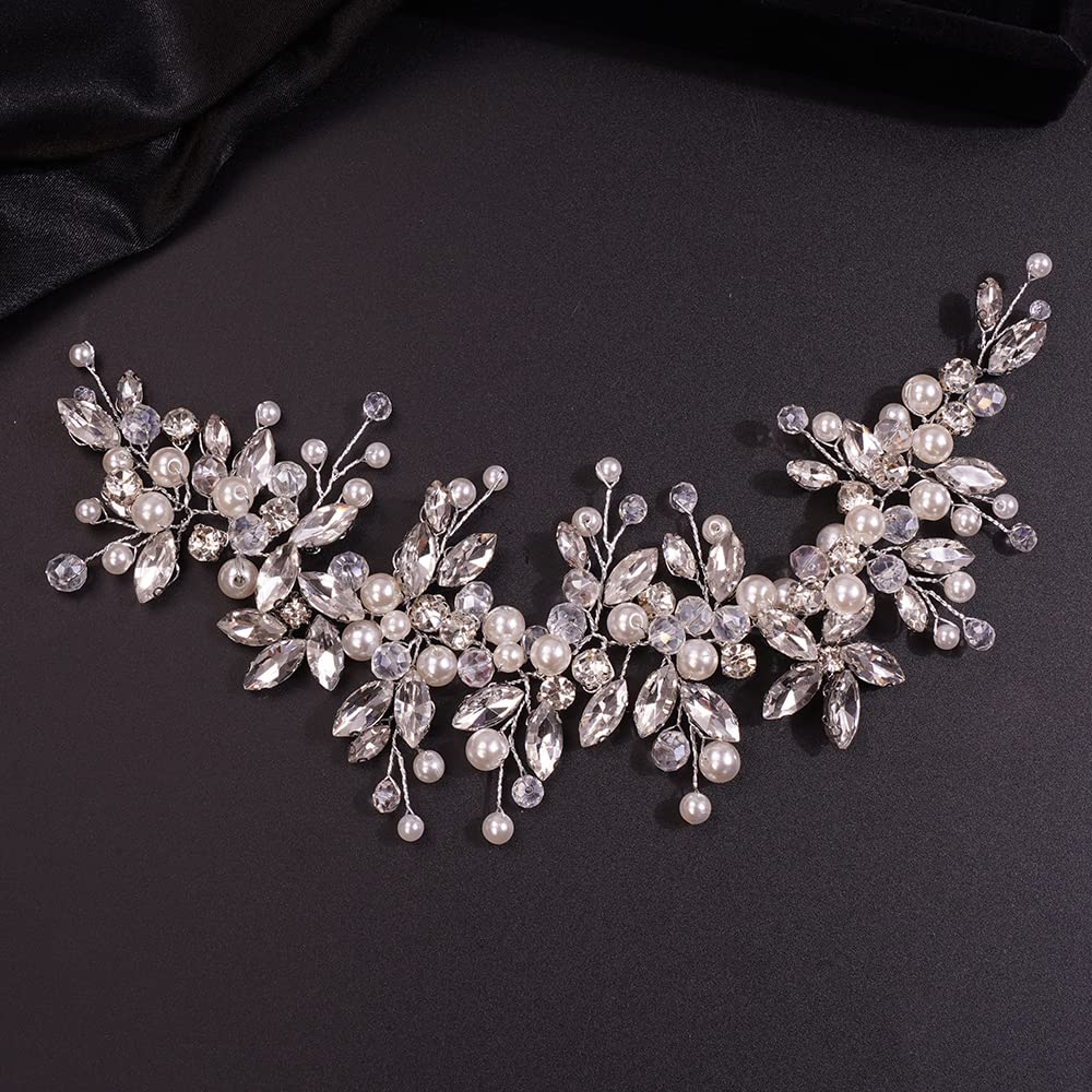 Teyglen silver headband front view showing vine design and balanced sparkle