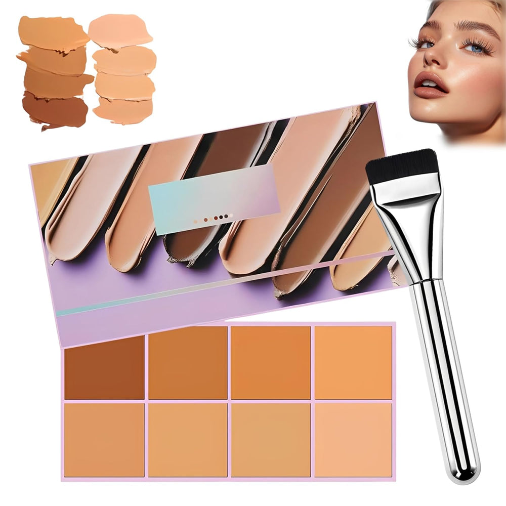 TFSUDI palette front open showing eight shades and applicator, easy color correction