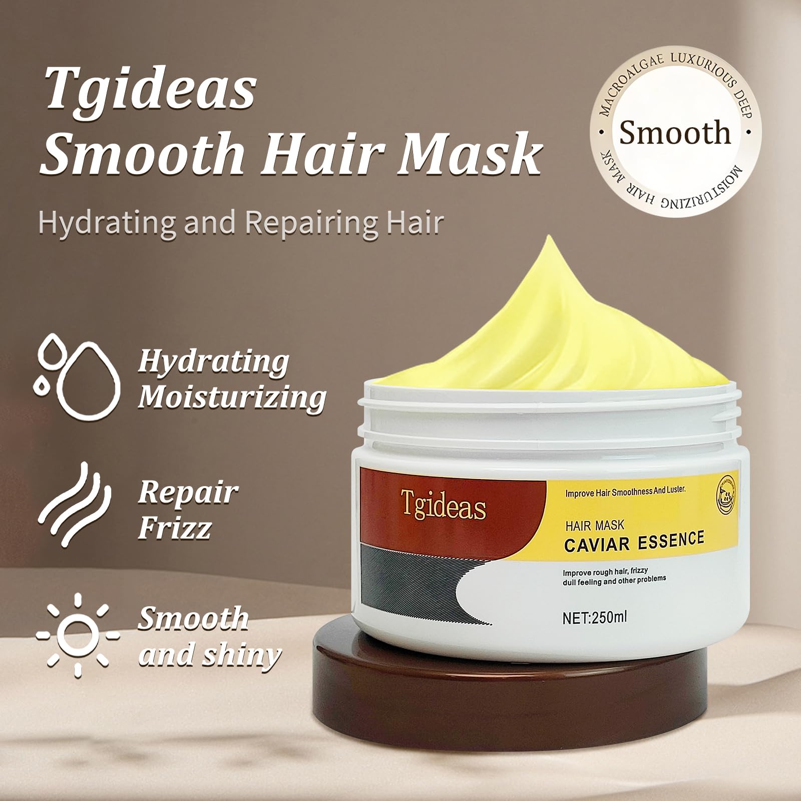 Tgideas close-up texture of creamy collagen hair mask for deep hydration benefit