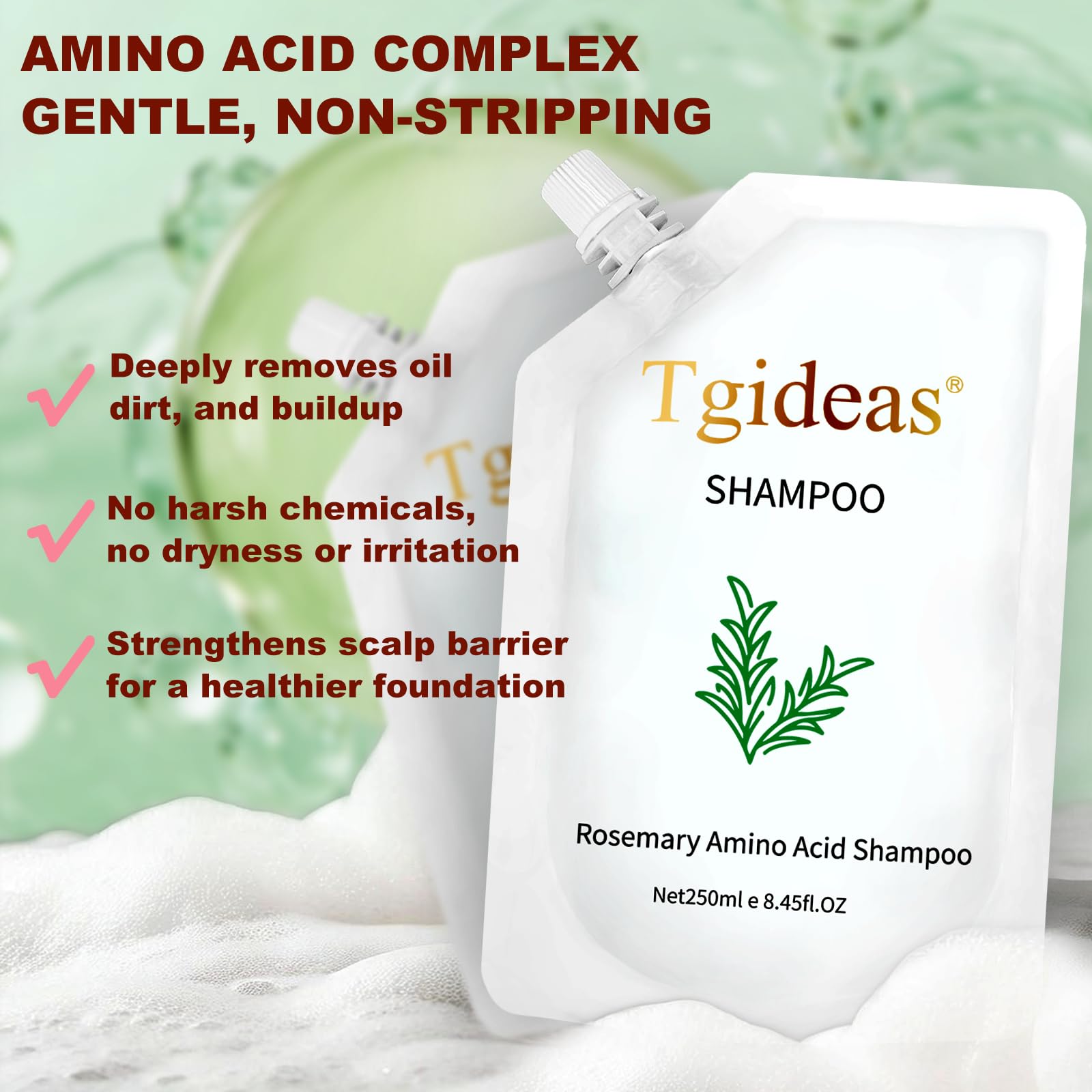 Tgideas shampoo pump dispensing foam into hand demonstrating easy application