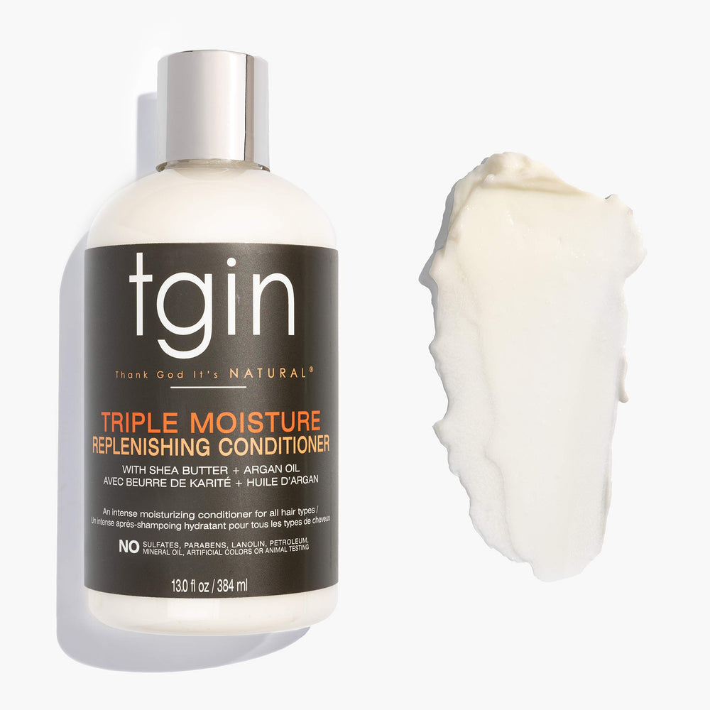tgin conditioner bottle closeup displaying triple-moisture ingredients