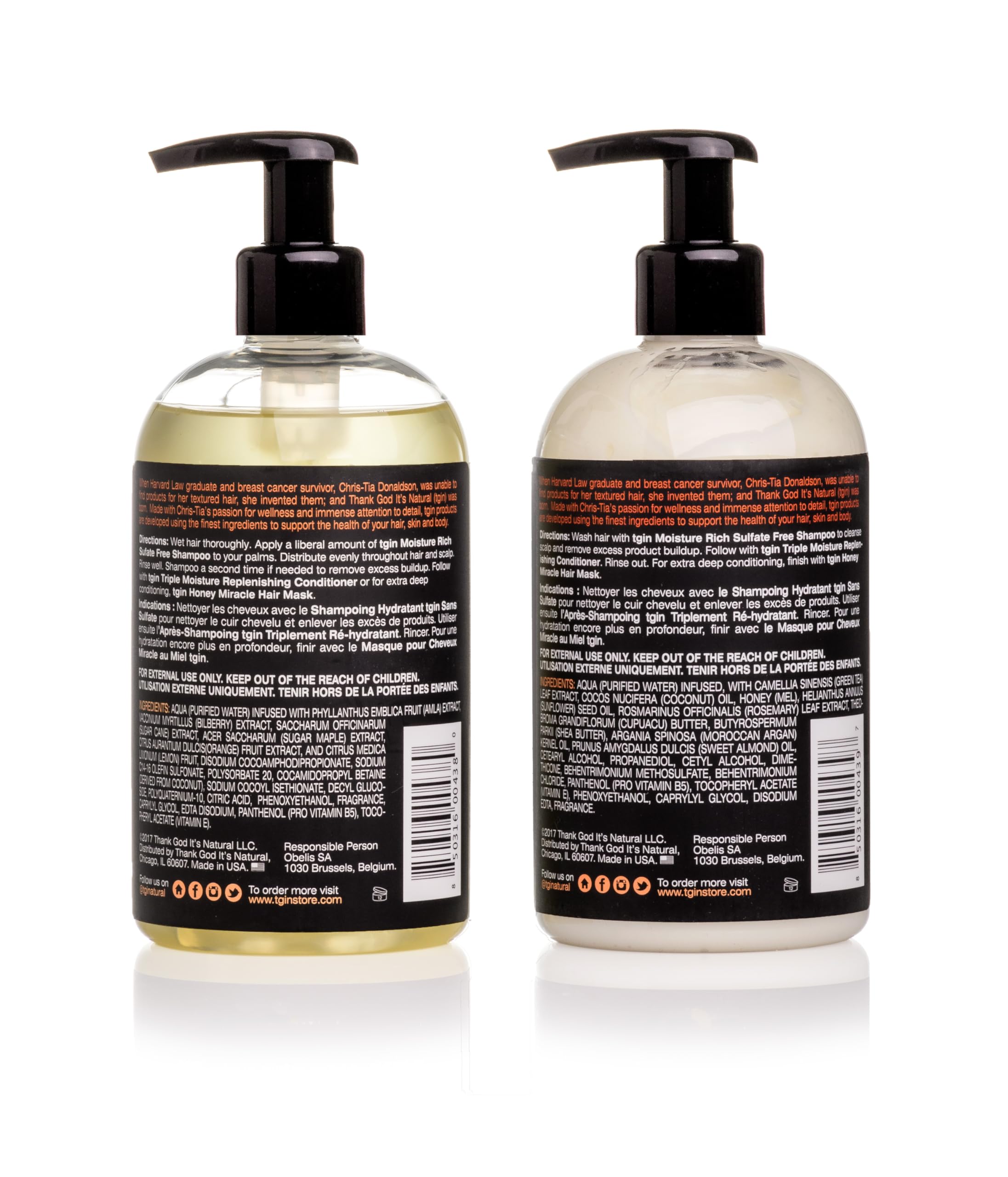 tgin shampoo bottle closeup highlighting label and sulfate-free formula