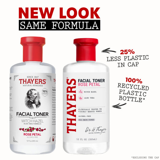THAYERS close-up of label highlighting witch hazel and alcohol-free benefit