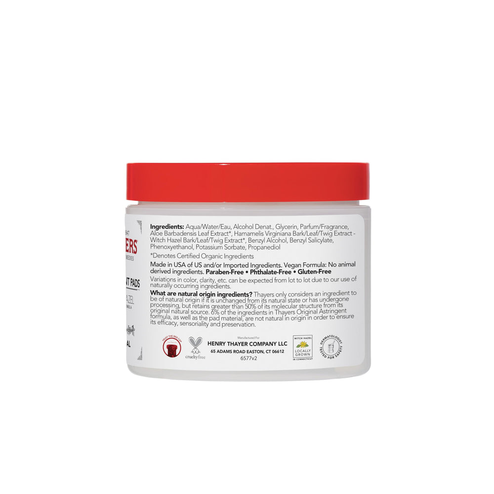 Thayers pads on a bathroom vanity for everyday skincare convenience