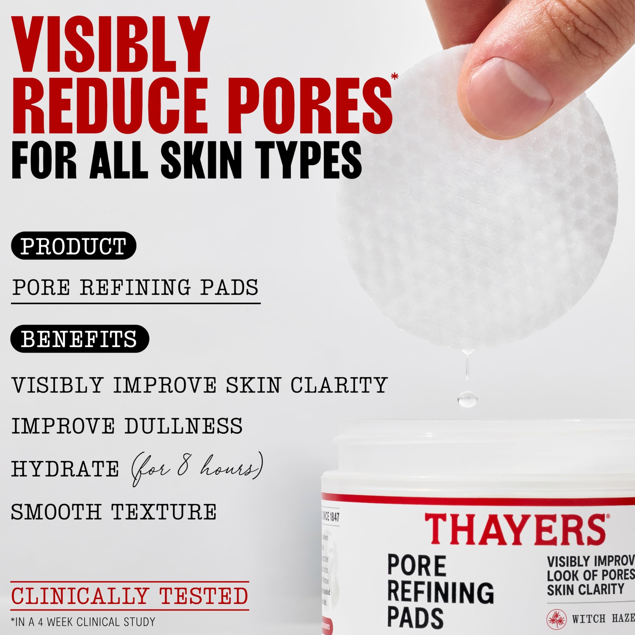 Thayers dual-sided pad close-up showing smooth and embossed surfaces for targeted exfoliation