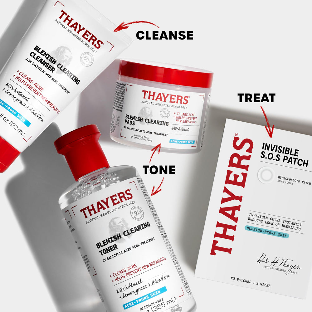 THAYERS open pack displaying 22 patches and individual sheet count for travel-friendly benefit
