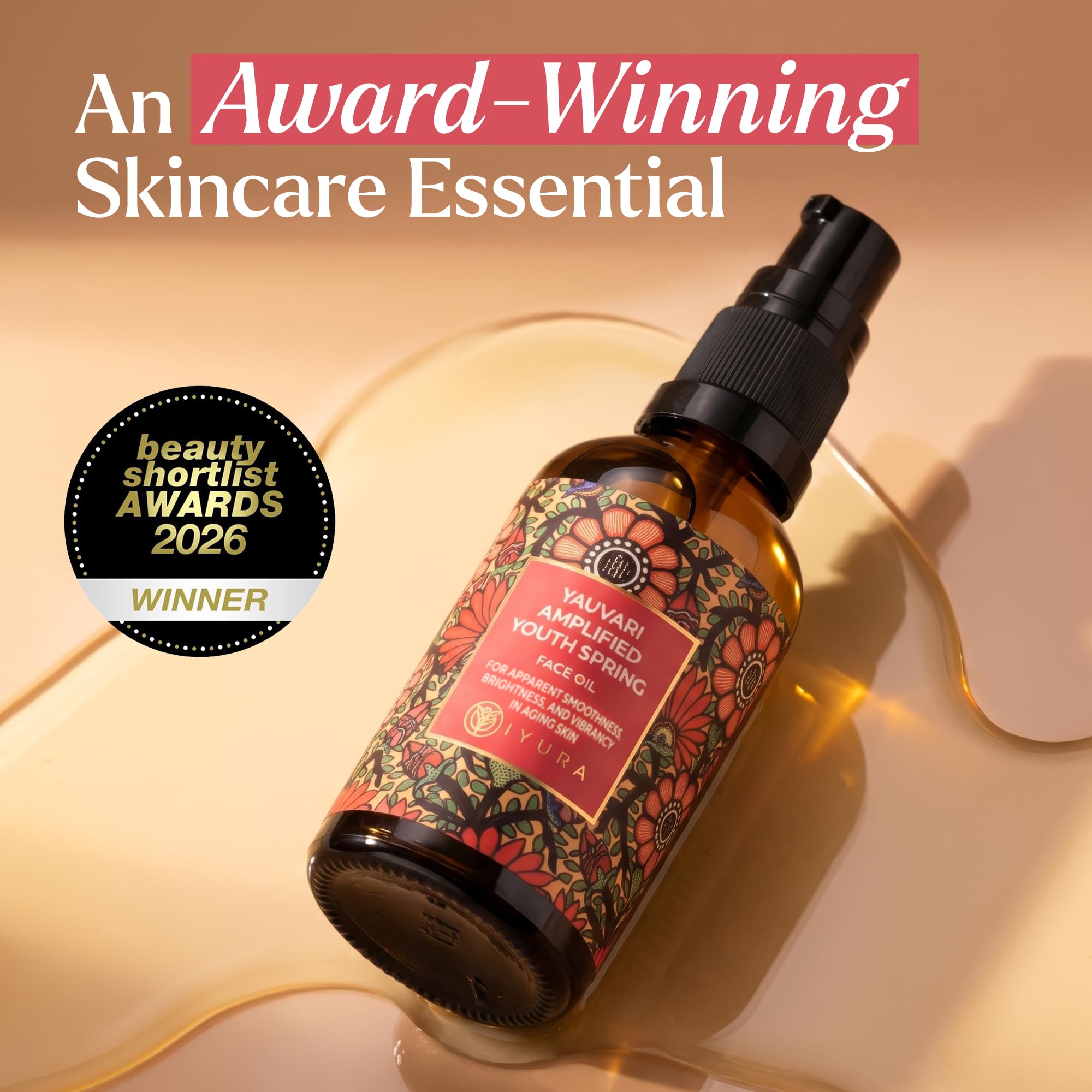 The Ayurveda Experience 50 ml bottle next to a ruler demonstrating compact travel size