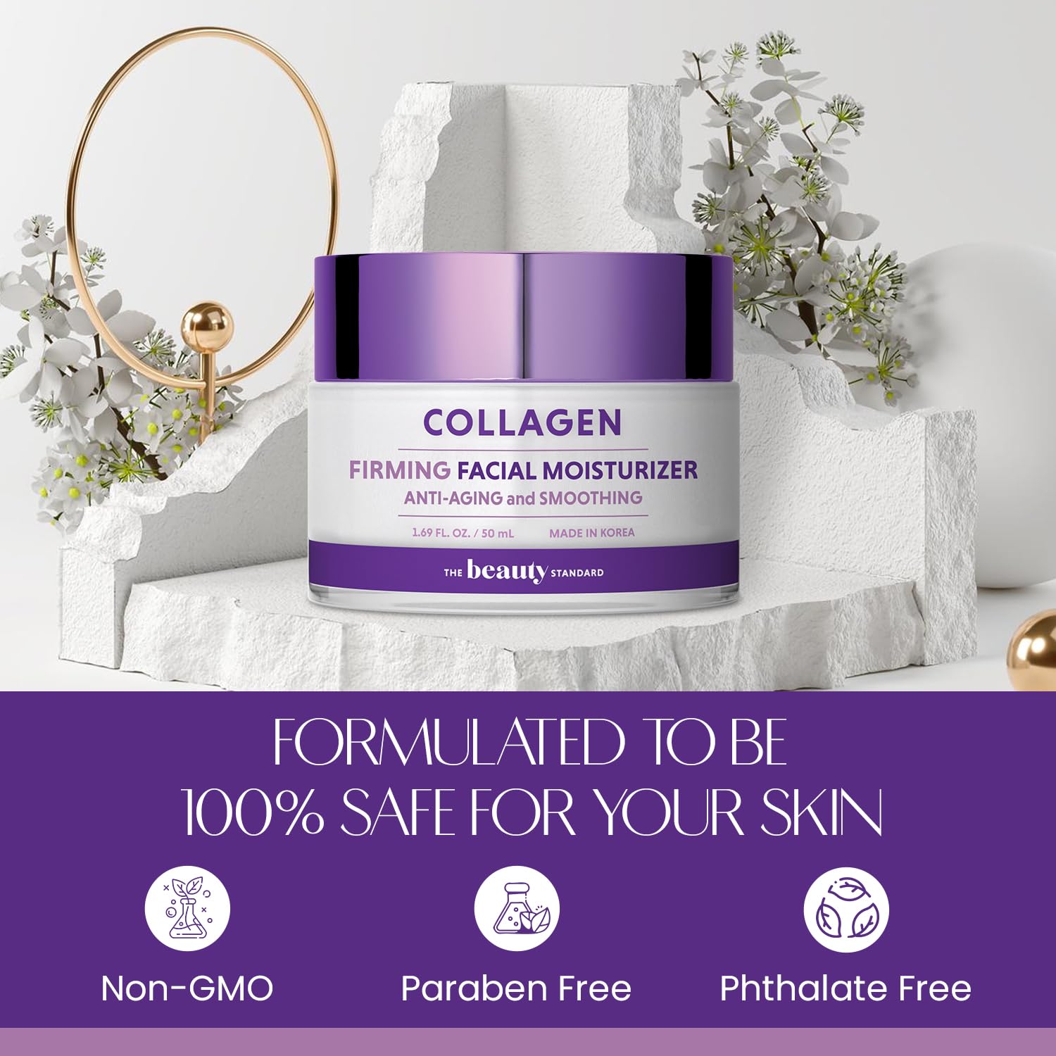 The Beauty Standard side label with ingredient list highlighting clean formula