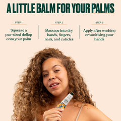 The Body Shop hand balm inside a handbag lifestyle shot showing easy, everyday carry benefit