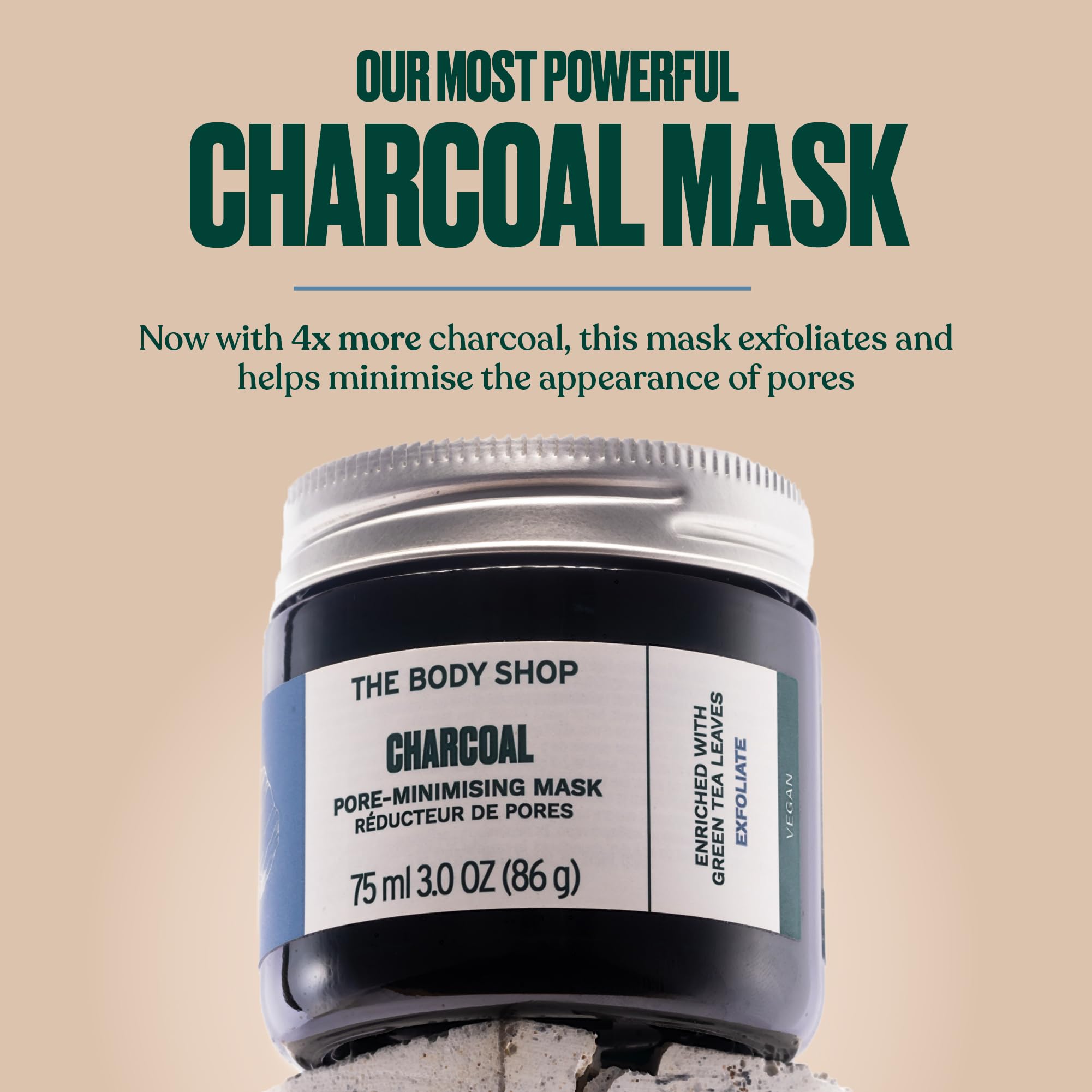 The Body Shop charcoal mask thick texture close-up showing smooth clay benefit