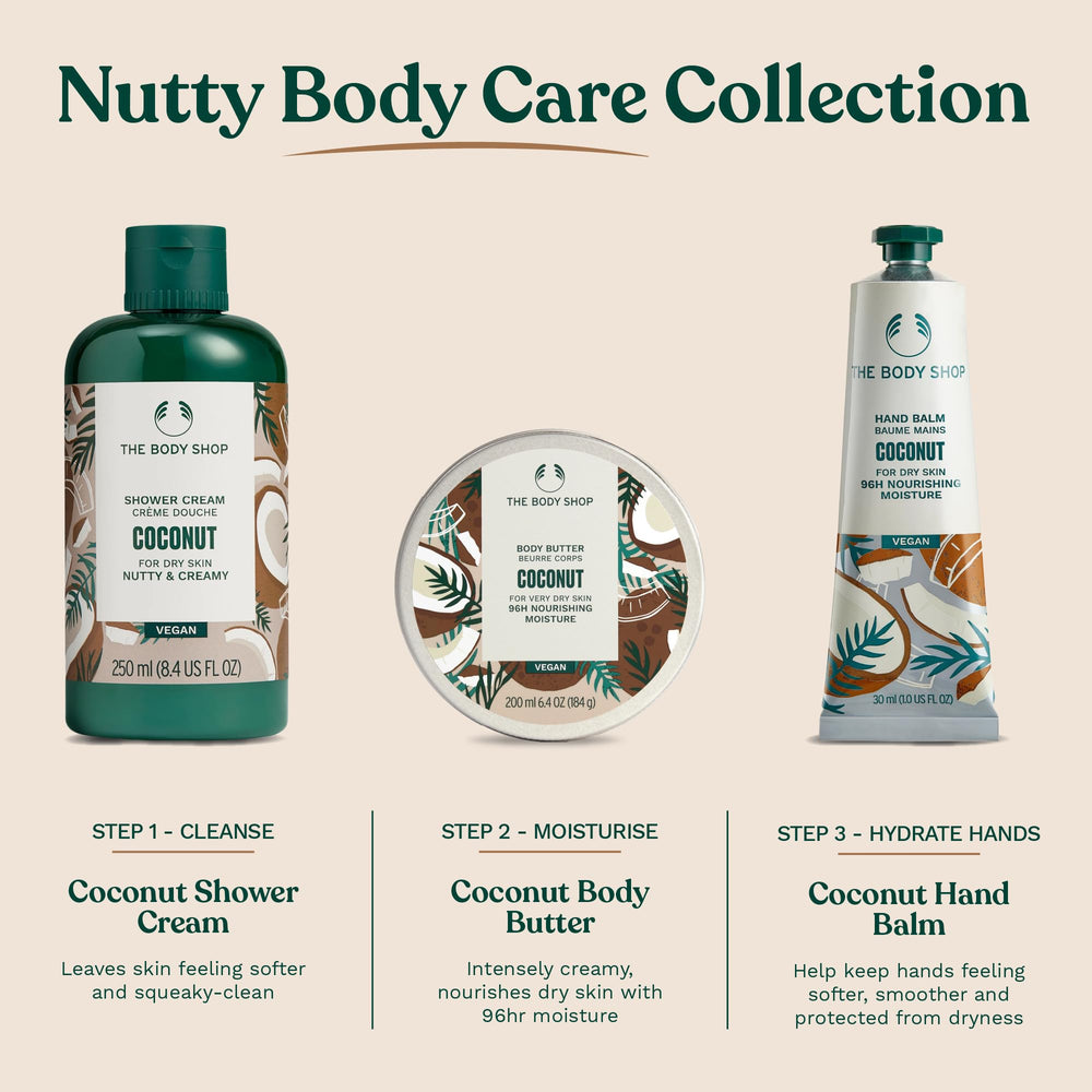 Applying The Body Shop coconut body butter to elbow for intense softening