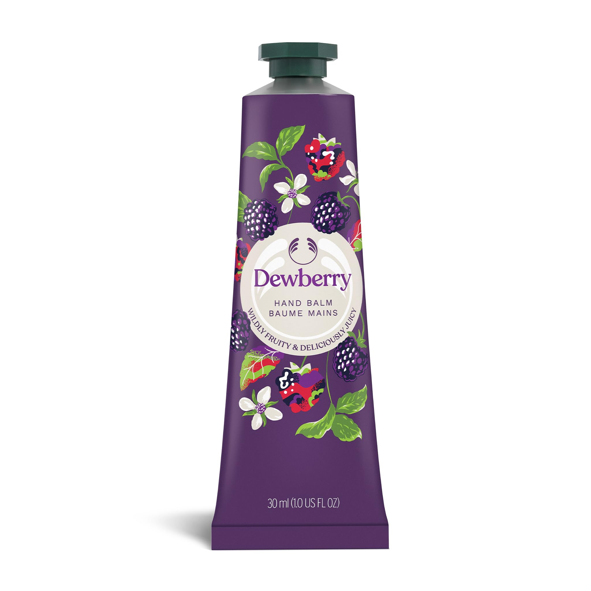 The Body Shop Dewberry hand balm front packaging showing compact tube and branding for quick hydration