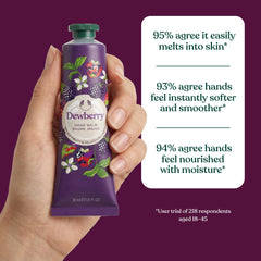 The Body Shop Dewberry hand balm beside Dewberry Body Butter suggesting layered scent and extra moisture