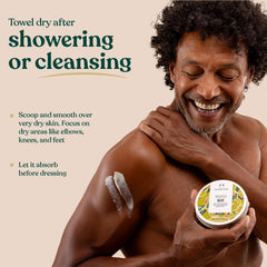 The Body Shop Olive Body Butter on bathroom counter in lifestyle shot showing daily self-care benefit