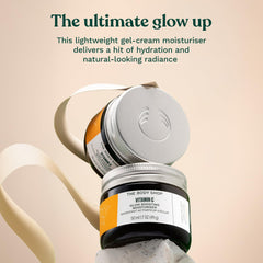 The Body Shop open tub displaying creamy gel for quick absorption