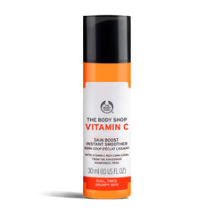 The Body Shop front bottle showing label and radiance-boost benefit