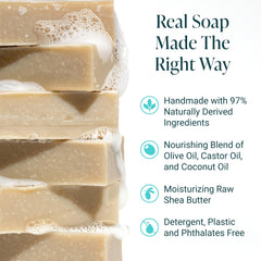 The Bubble Factory soap lathering on skin showing creamy moisturizing foam