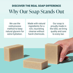 The Bubble Factory bar held in hand showing size and easy use benefit