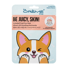 The Crème Shop corgi sheet mask front packaging showing playful design and niacinamide benefit