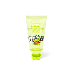 The Crème Shop Hello Kitty green tea front packaging showing compact, collectible design and portable benefit