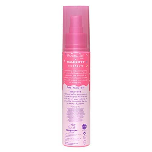The Crème Shop Hello Kitty mist nozzle close-up illustrating fine spray, even application benefit