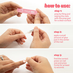 The Crème Shop nails held in hand to show size and almond shape benefit: clear scale reference