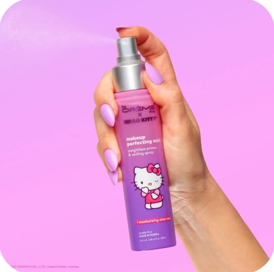 THE CRÈME SHOP Hello Kitty purple front packaging showing bottle and label benefits