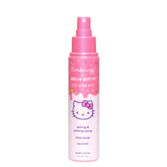 The Crème Shop Hello Kitty spray in use on model delivering glow and refresh benefit