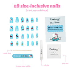 Close-up of nail art detail showing The Crème Shop pattern and smooth finish