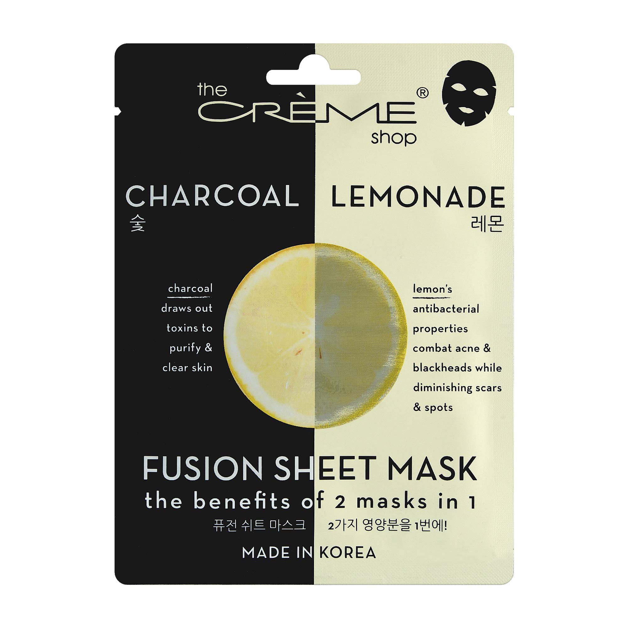 The Crème Shop close-up of mask essence texture highlighting hydration and absorbent sheet benefits