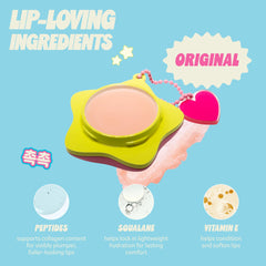 The Crème Shop lip butter next to coin for compact-size convenience benefit