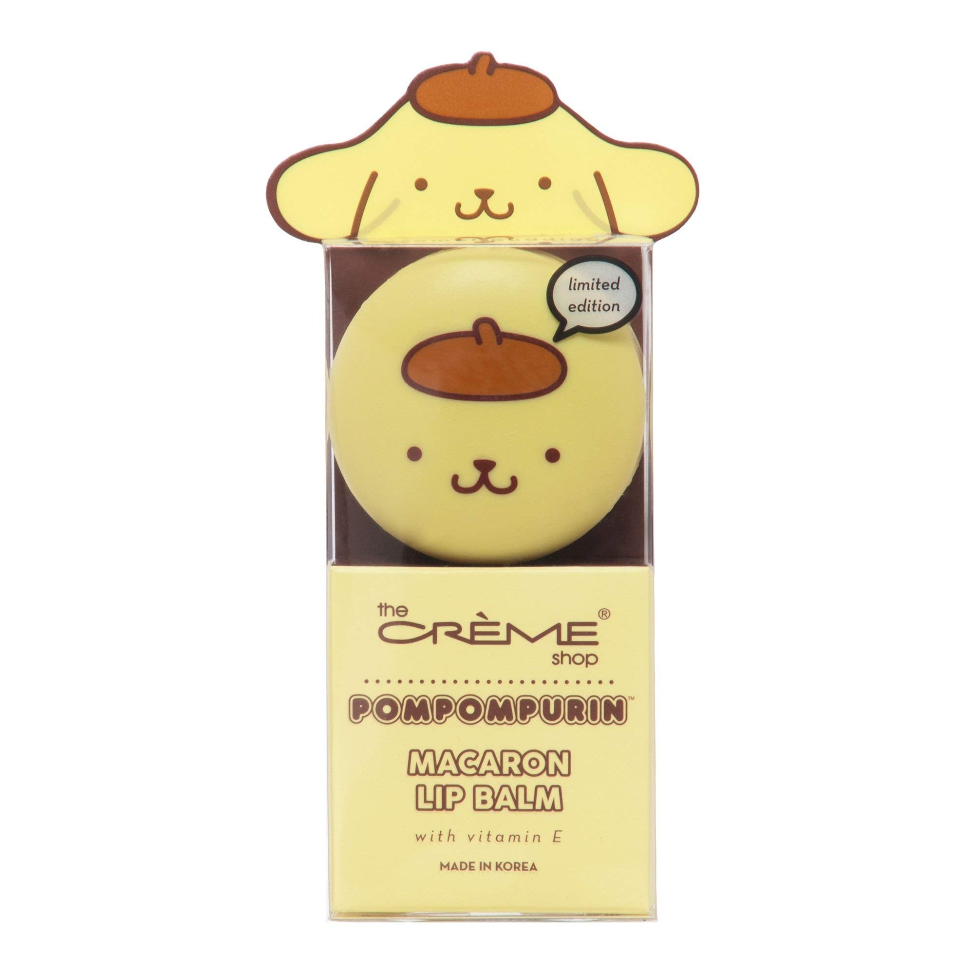 The Crème Shop Pompompurin macaron front packaging shows cute collectible design and portability
