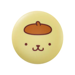 The Crème Shop Pompompurin macaron top detail reveals character lid and durable finish for protection