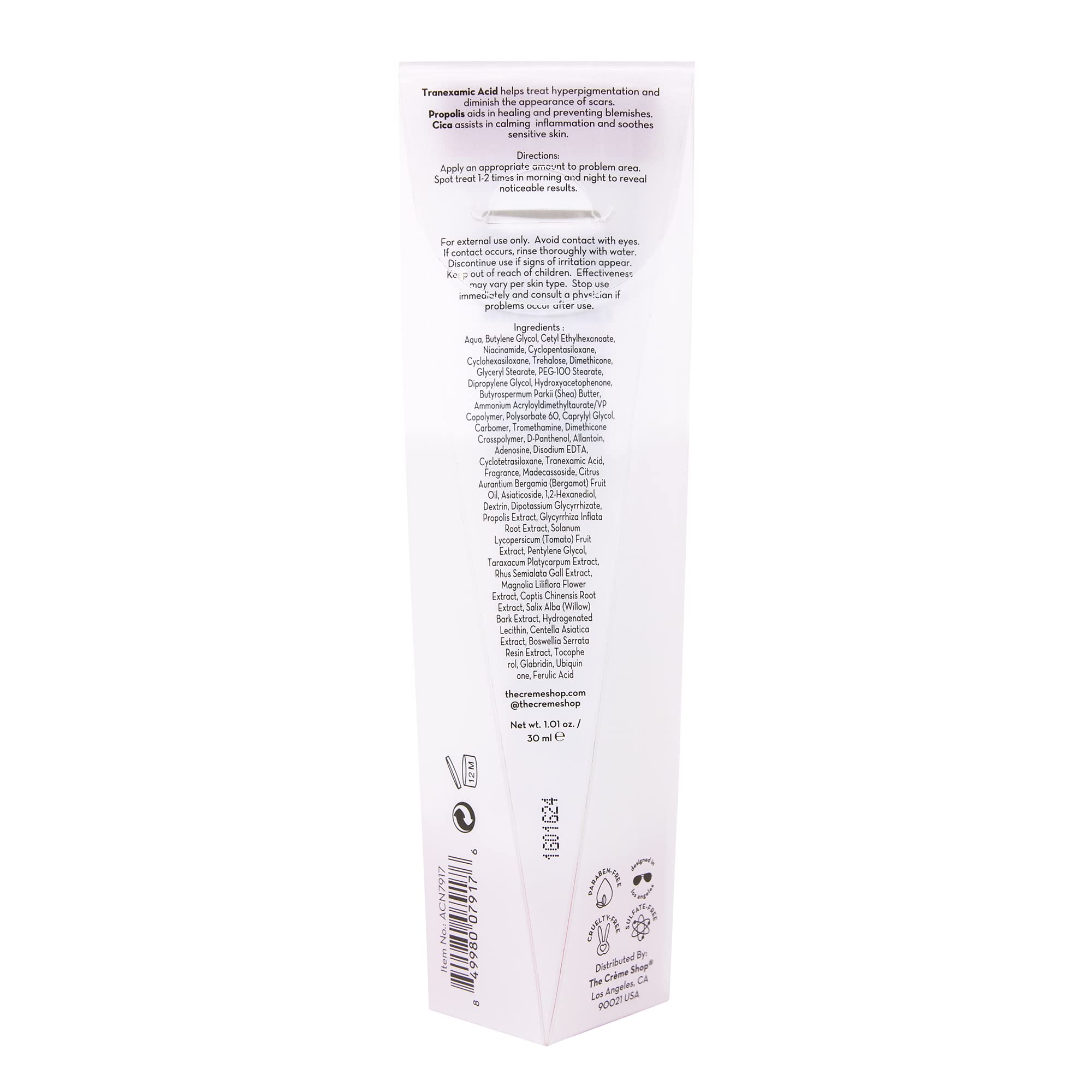 The Crème Shop on bathroom counter with towel suggesting easy daily skincare use