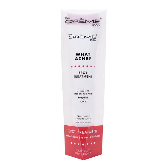 The Crème Shop clear serum texture on fingertip highlighting quick absorption benefit