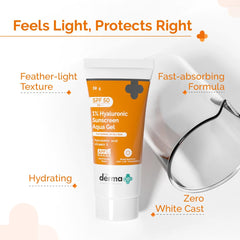The Derma Co label close-up highlighting hyaluronic acid and vitamin E