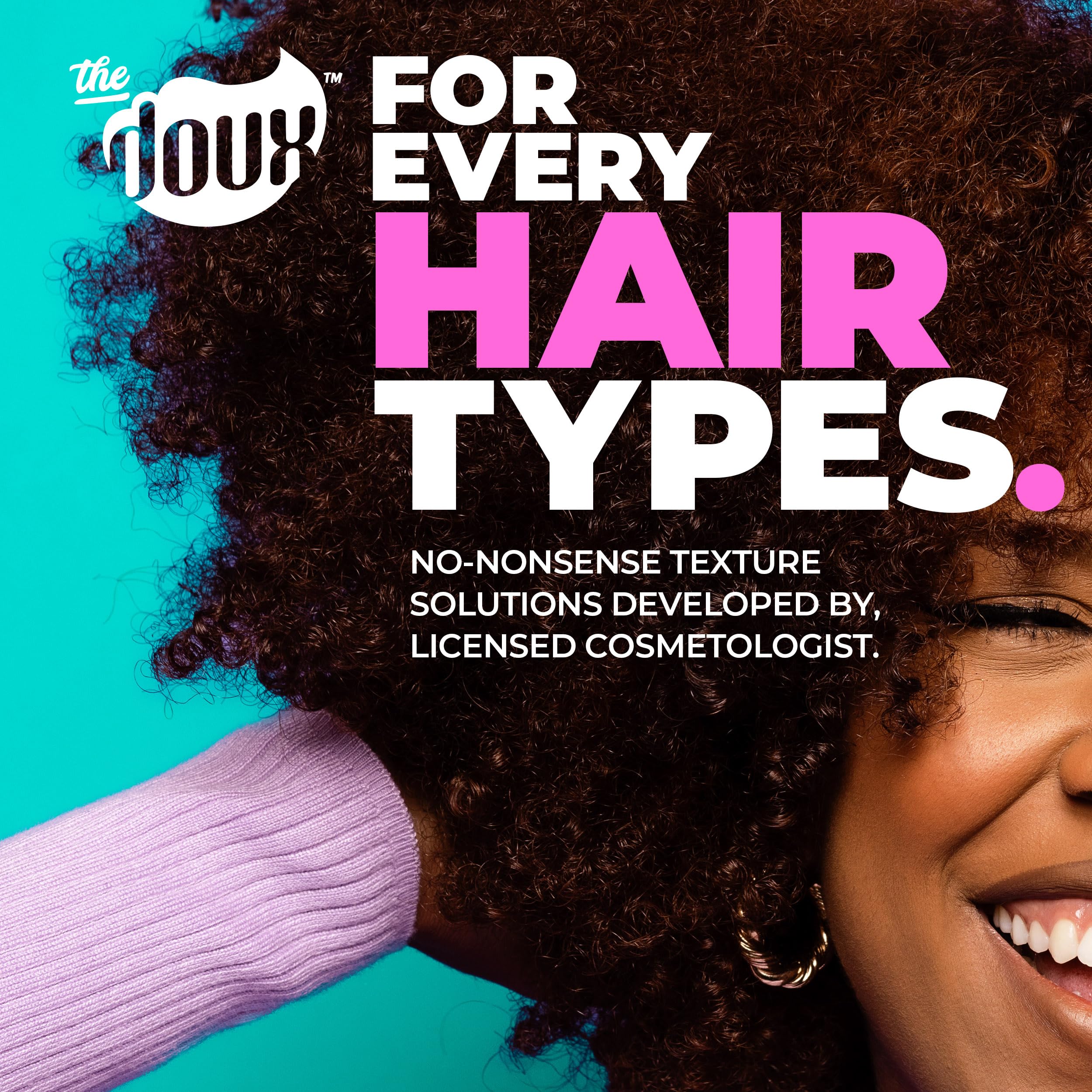 The Doux Condish on a bathroom shelf in a styling routine for effortless curl care