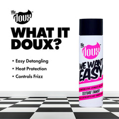 The Doux on wet curly hair before diffusing to show reduced frizz and improved definition