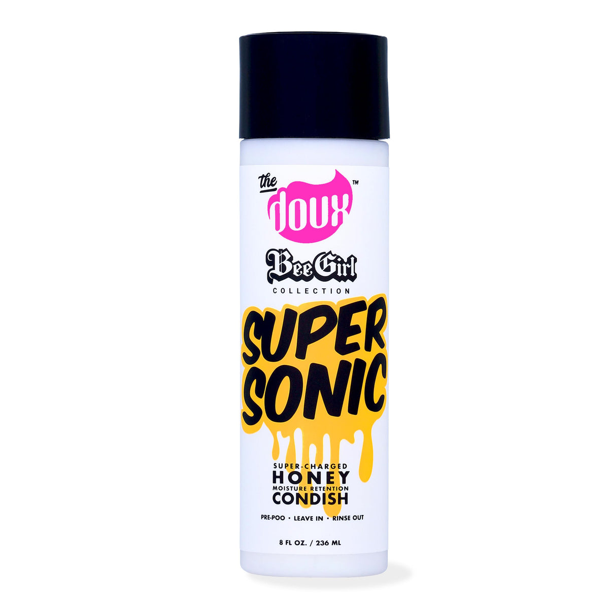 The Doux Supersonic Honey Condish front bottle showing label and benefits