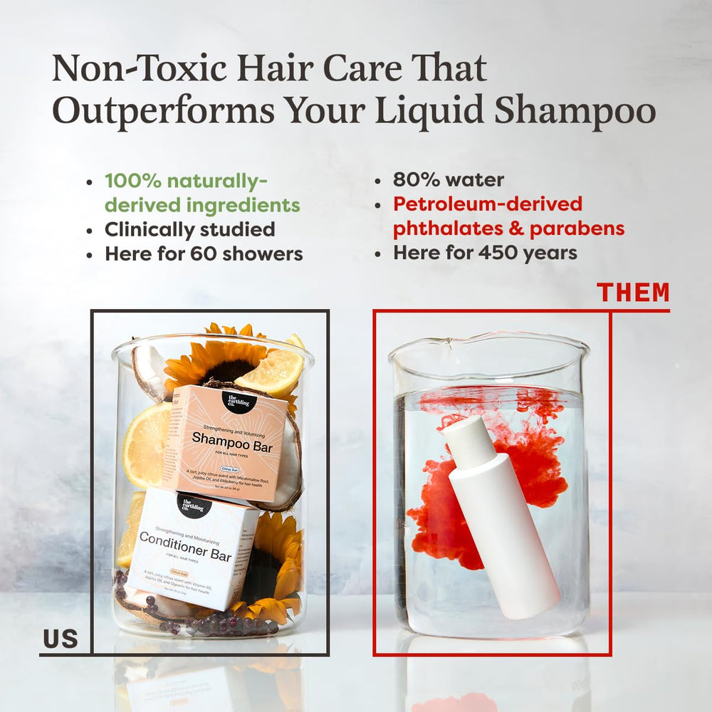 The Earthling Co. conditioner detangling before and after hair showing improved manageability benefit