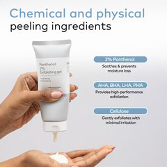The Face Shop Alltimate gel on hand illustrating mild exfoliant action and smooth feel