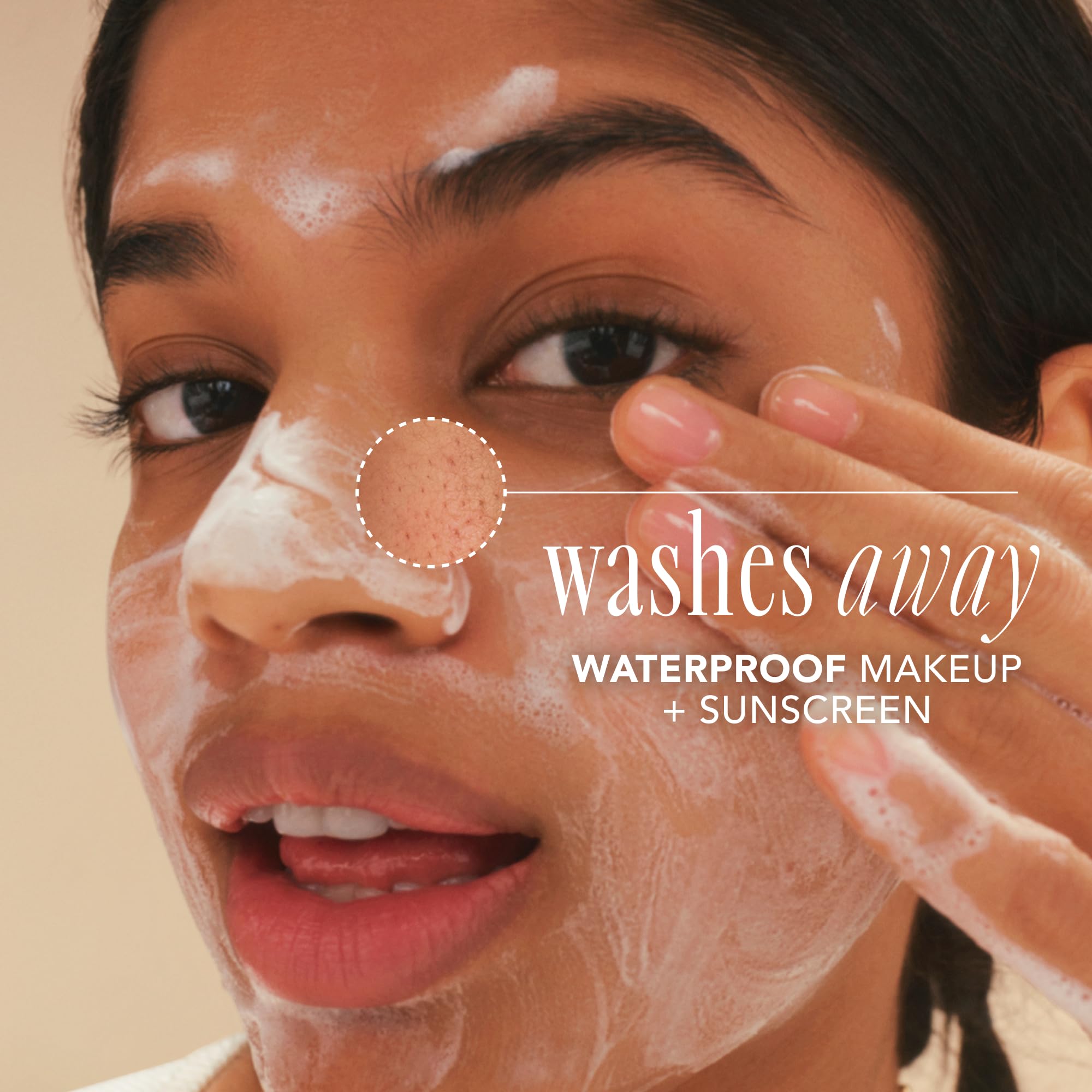 The Face Shop cleansing oil pouring from bottle showing effective makeup removal