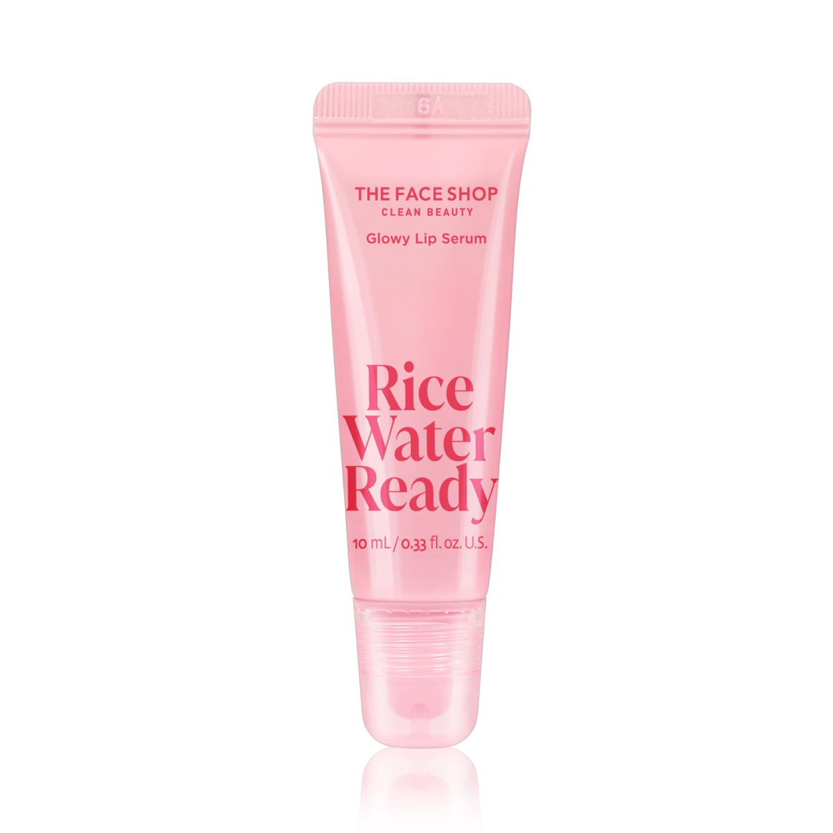 THE FACE SHOP bottle front view showing sleek glowy lip serum packaging benefit: polished presentation