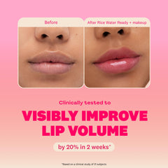 THE FACE SHOP close-up of clear peachy serum texture showing lightweight finish benefit: non-sticky hydration