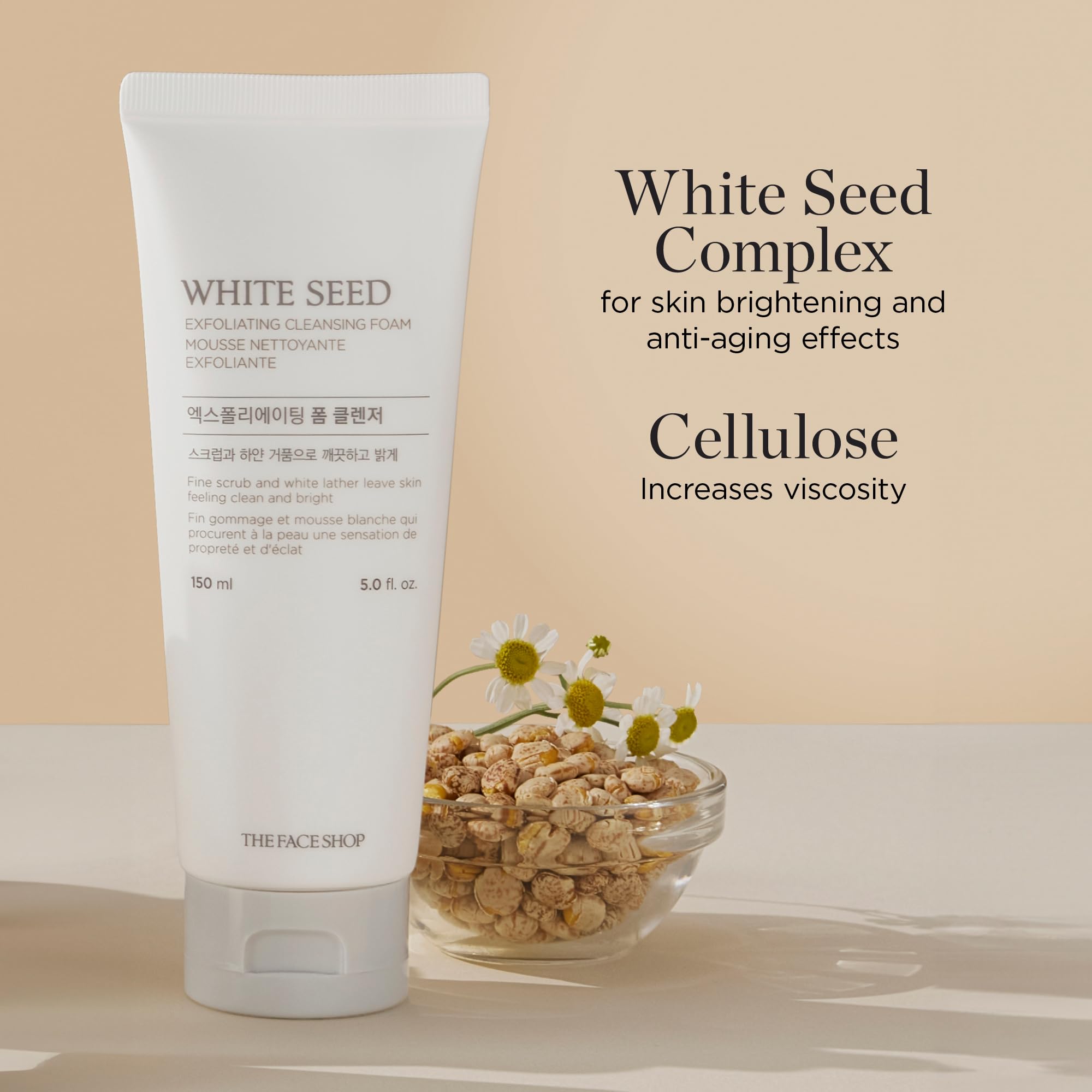 The Face Shop ingredients label showing key botanicals and vitamin C derivative