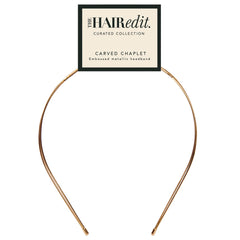 The Hair Edit carved chaplet front view showing sculpted metallic crown and polished finish