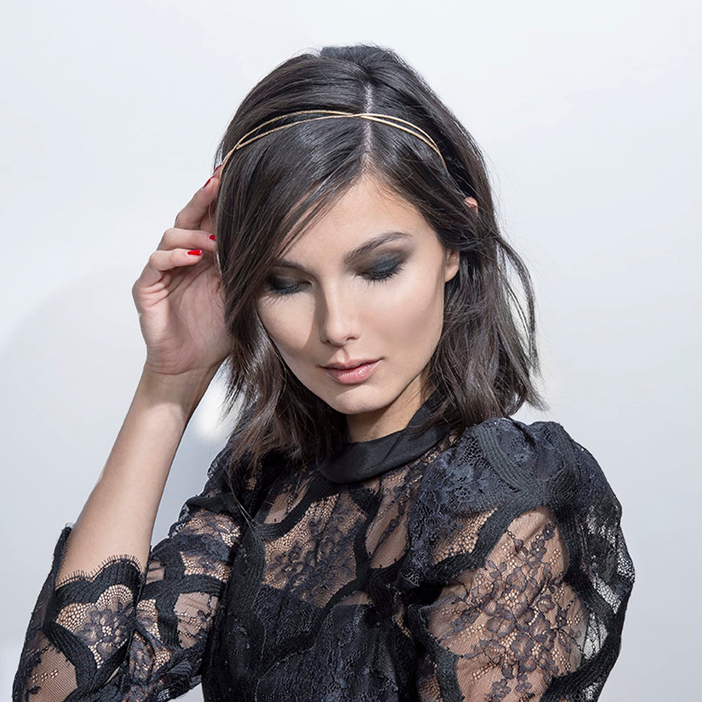 The Hair Edit carved chaplet worn on model with waves for instant polished styling