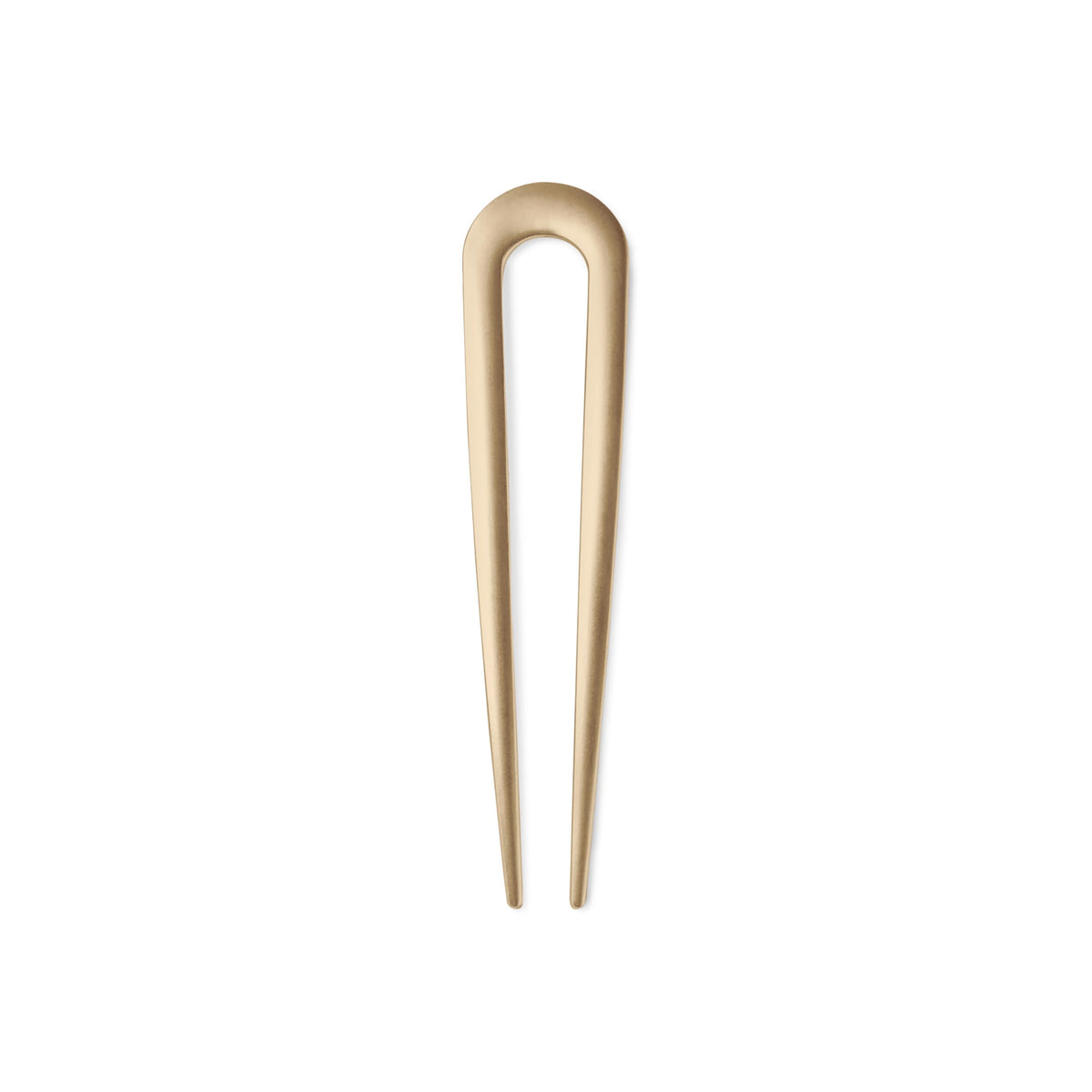 The Hair Edit front view of gold French pin shows sleek elegant finish and styling benefit